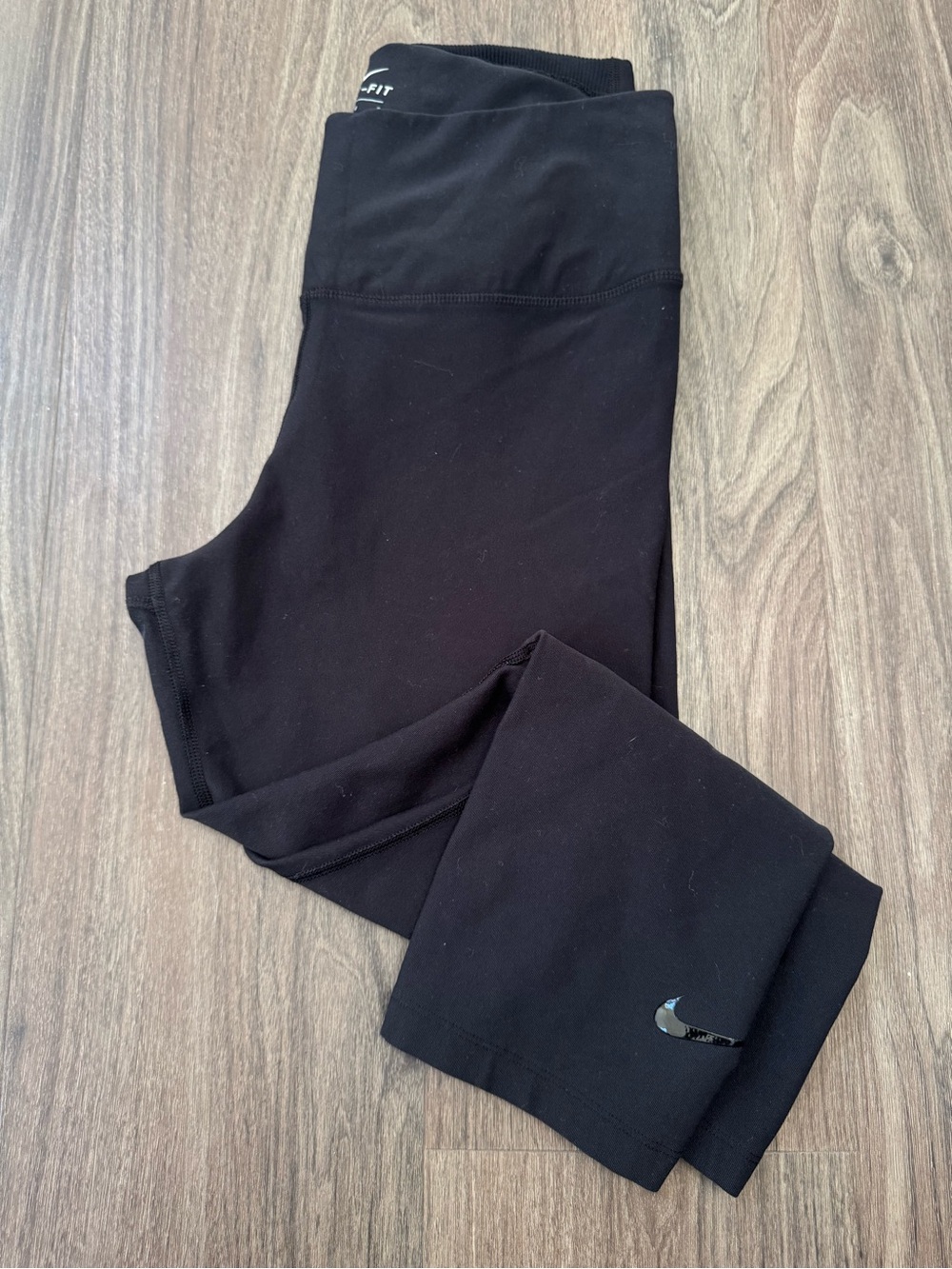 Nike Black Dri-FIT Capri Leggings with Shiny Swoosh